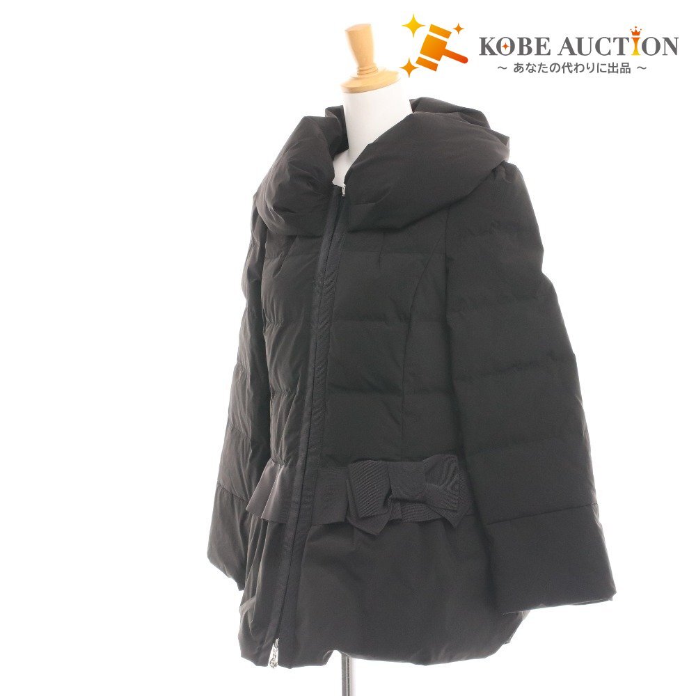 ■ エムズグレイシー ダウンジャケット 長袖 CR-819512 コート はっ水 グログランリボン レディース 40(L相当)ブラック タグ付き 未使用拍卖