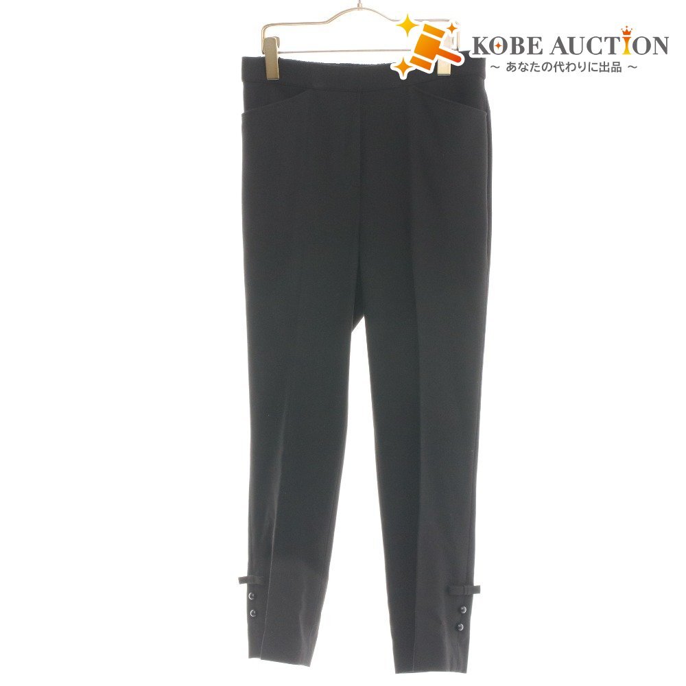 ■ エムズグレイシー テーパードパンツ ロング LM-316601 ボトムス 日本製 リボン レディース 40(L相当)ブラック タグ付き 未使用拍卖