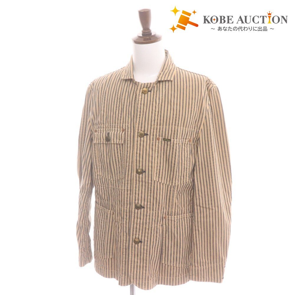 ■ ステュディオ ダ ルチザン ジャケット 長袖 4414 トップス カバーオール 日本製 ストライプ メンズ 42(XL相当) ベージュ系拍卖