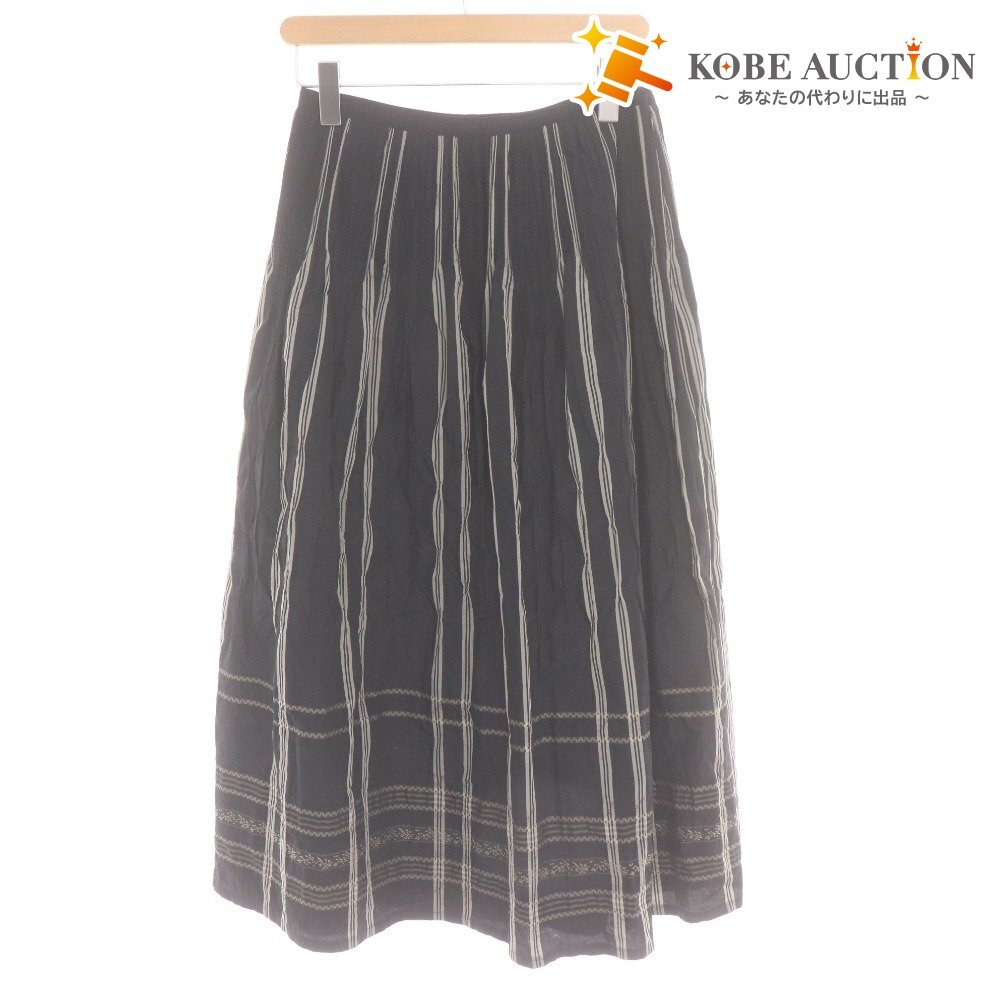 ■ インテレクション ロングスカート ボトムス 日本製 ギャザー レディース 42(XL相当)ブラック系 未使用拍卖