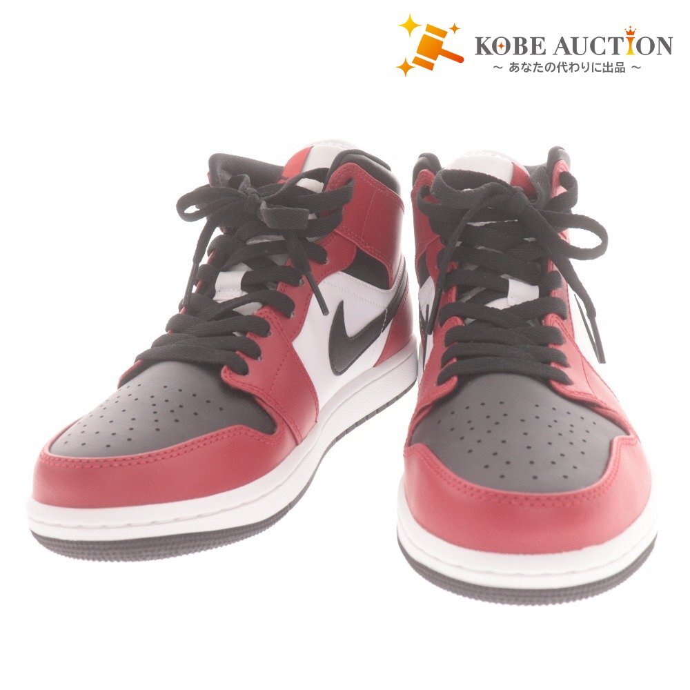 ■ ナイキ スニーカー シューズ 554724-069 靴 エアジョーダン1 ミッド メンズ 26cm レッド ブラック 箱付き 未使用拍卖