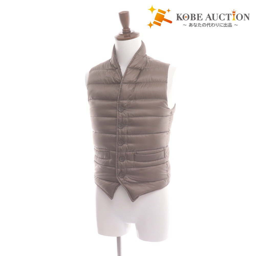 ■ ヘルノ ショールカラー ダウン ジレ ベスト メンズ 44 (L相当) ブラウン ハンガー付き拍卖