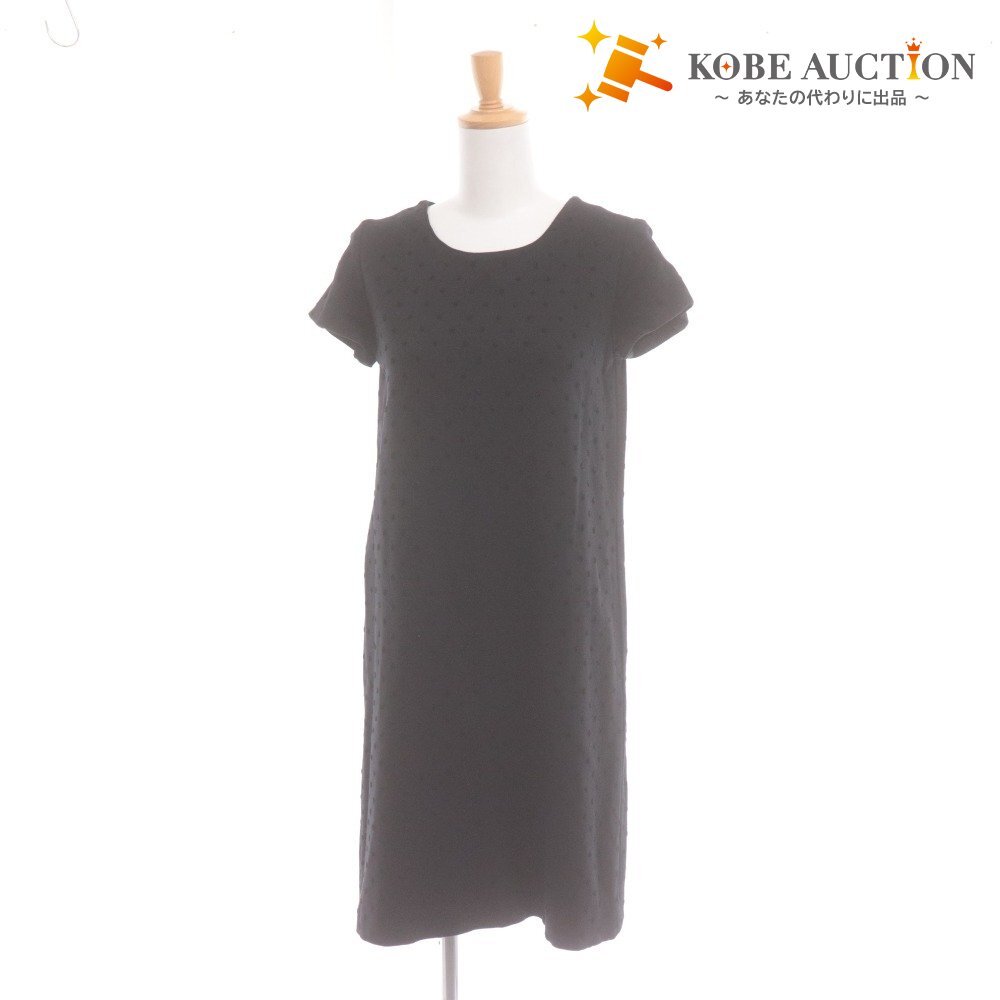 ■ ケイトスペード ワンピース ノースリーブ トップス ボトムス ドット ひざ丈 レディース S ブラック ベルト付き拍卖