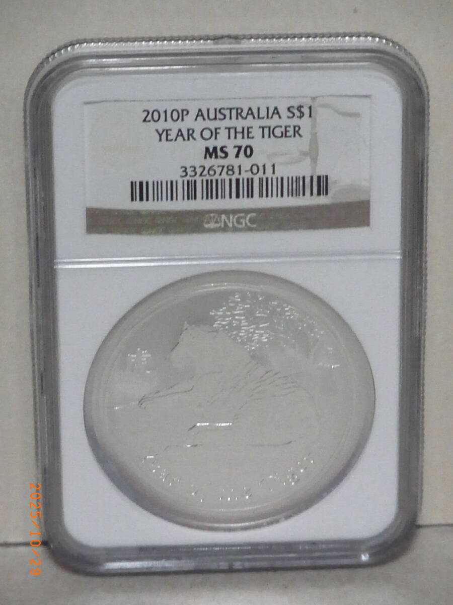 オーストラリア 2010年 NGC MS70 干支(虎)1ドル銀貨 ★送料無料★ 拍卖
