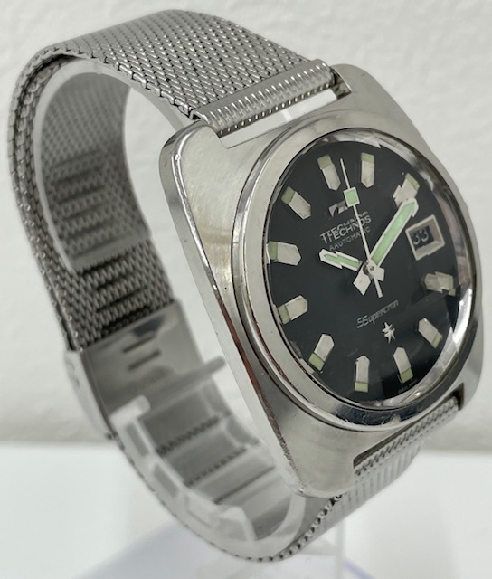 当時品 時計 【TECHNOS Supercron 腕時計 自動巻き 稼働 】テクノス スーパークロン AUTOMATIC カットガラス ウォッチ ファッション 44拍卖