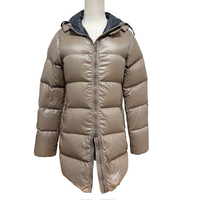 古着 デュベティカ DUVETICA KAPPA ダウンコート クリーニング済み ベージュ×グレー レディース サイズ38拍卖