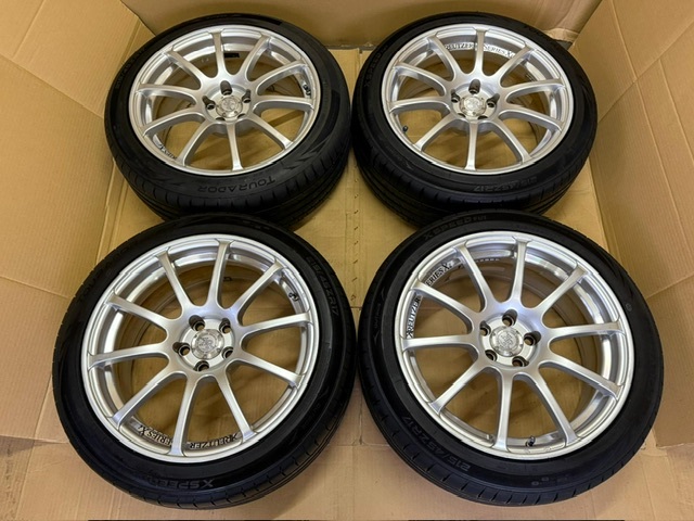 ホイール付タイヤ4本セット(ヨコハマ クロイツァー アドバンレーシング 17×7.5JJ+35 PCD100 215/45/17 2024 非常に良い状態のタイヤ拍卖