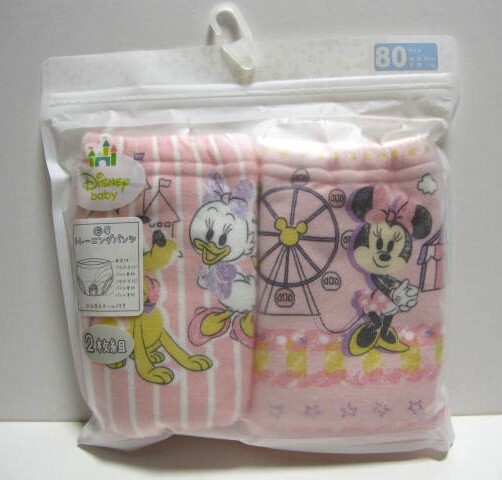 *送料無料*新品*80*Disney baby*トイレ*トレーニングパンツ2枚組*6層*おなまえネーム付*保育園・知育*ディズニー*ミニー・デイジー*拍卖