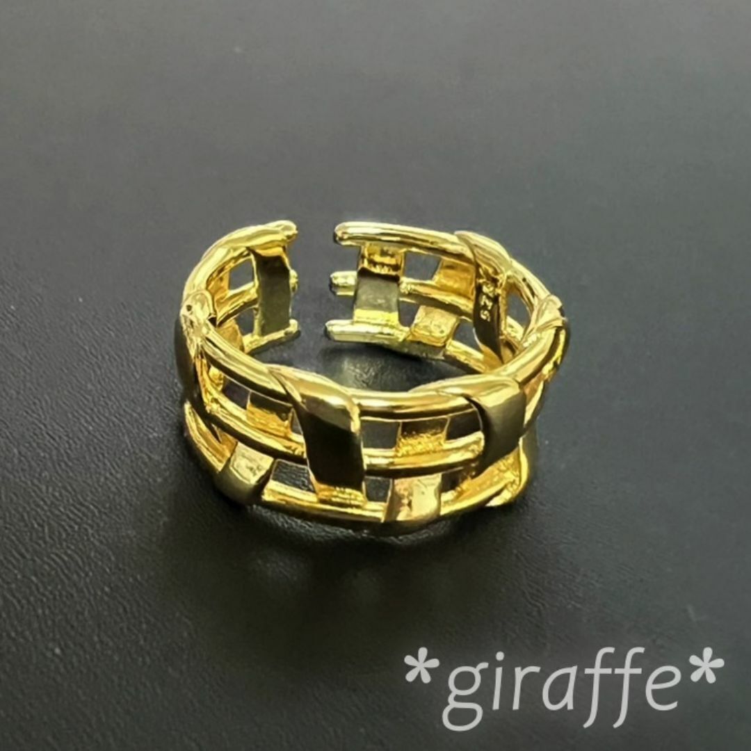 A778 匿名配送 指輪 ゴールド リング s925 フリーサイズ レディース メンズ サイズ調節可能 編み込み拍卖