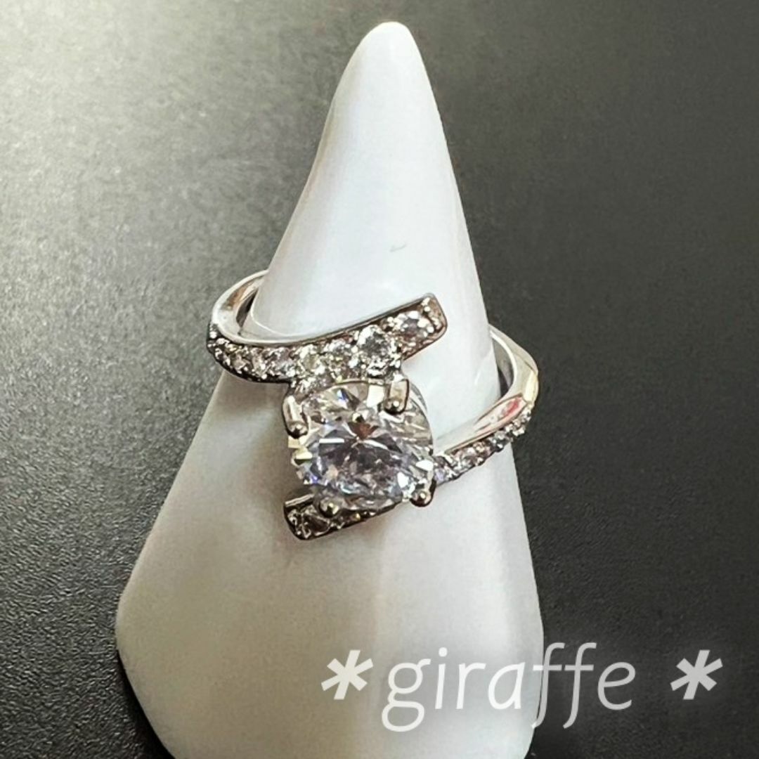 A551 匿名配送 指輪 ジルコニア リング 大粒 4爪 2ct フリーサイズ サイズ調節可能 大粒 シルバー シンプル拍卖