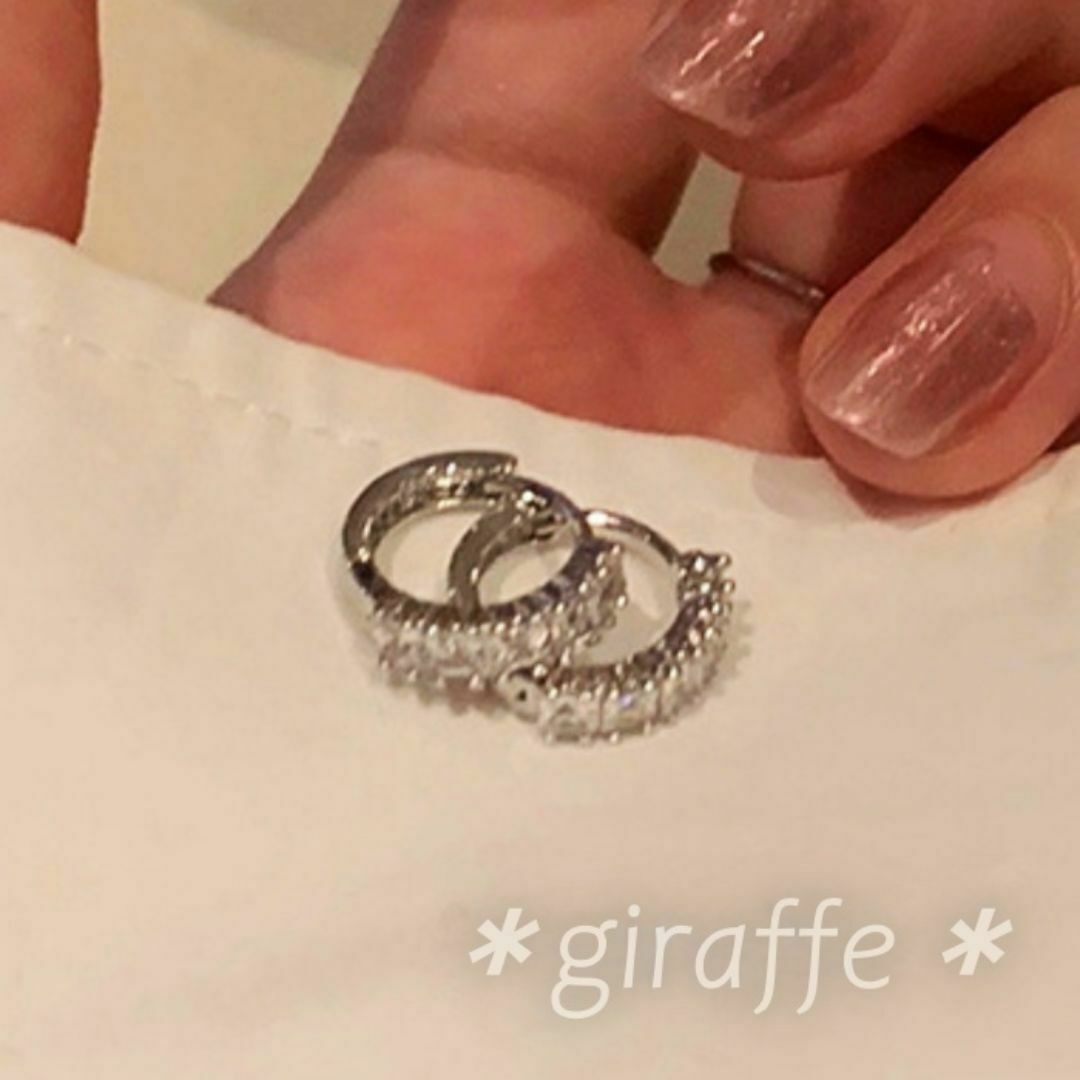 B585 匿名配送 リングピアス レディース スクエア ジルコニア s925 シルバー フープピアス拍卖