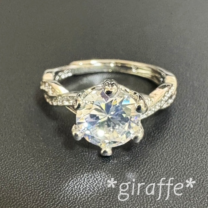 A700 匿名配送 指輪 レディース リング ジルコニア シルバー PT950 フリーサイズ サイズ調節可能 2カラット 拍卖