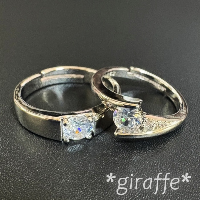 A988 匿名配送 ペアリング 指輪 2個セット レディース メンズ ジルコニア s925 シルバー フリーサイズ サイズ調節可能 カップルリング 拍卖