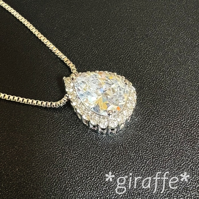 C328 匿名配送 ネックレス レディース 水滴型 ジルコニア ティアドロップ s925 ペンダント シルバー CZ 拍卖