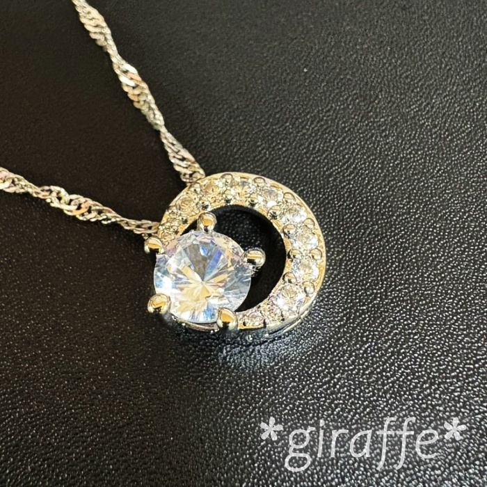 C201 匿名配送 ネックレス レディース ジルコニア 月と星 s925 シルバー 可愛い ペンダント 清楚 上品 アクセサリー拍卖