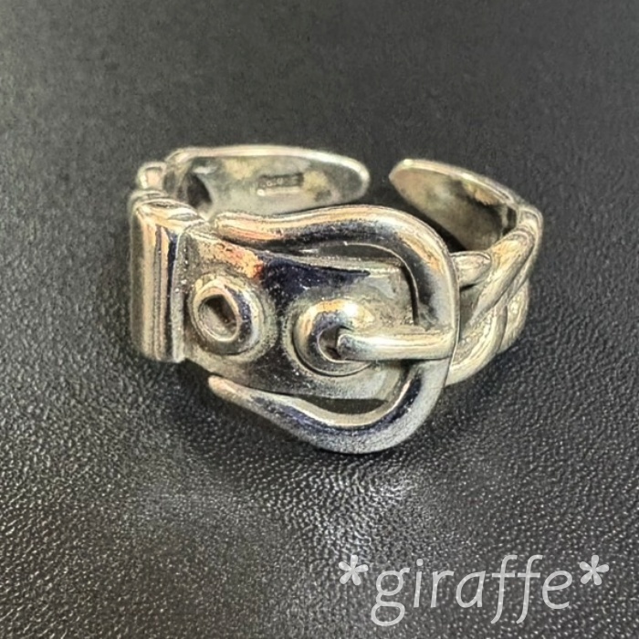 A969 匿名配送 指輪 レディース メンズ リング シルバー ベルト バックル レトロ ヴィンテージ サイズ調節可能 フリーサイズ拍卖