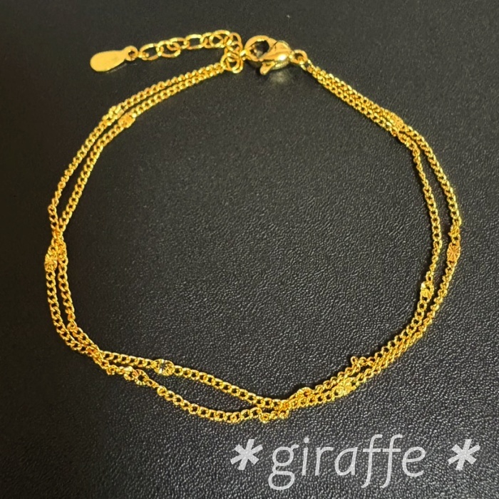D038 匿名配送 ブレスレット レディース ゴールド 二重 チェーン アジャスター有り s925 細い シンプル 上品 拍卖