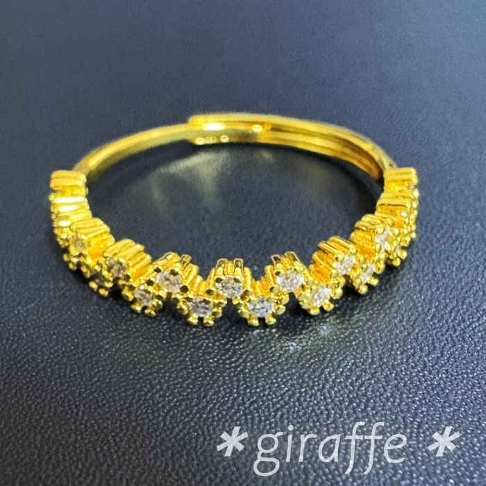 A978 匿名配送 指輪 レディース リング ゴールド ジルコニア フリーサイズ サイズ調節可能 ジグザク シンプル 細い 曲折 拍卖