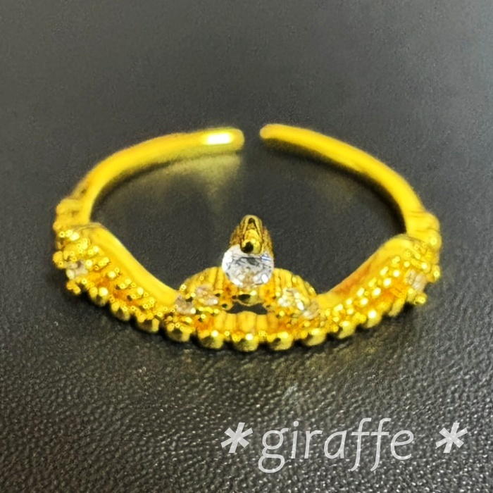 A981 匿名配送 指輪 レディース リング ジルコニア ゴールド フリーサイズ サイズ調節可能 王冠 クラウン ラグジュアリー レトロ 上品拍卖