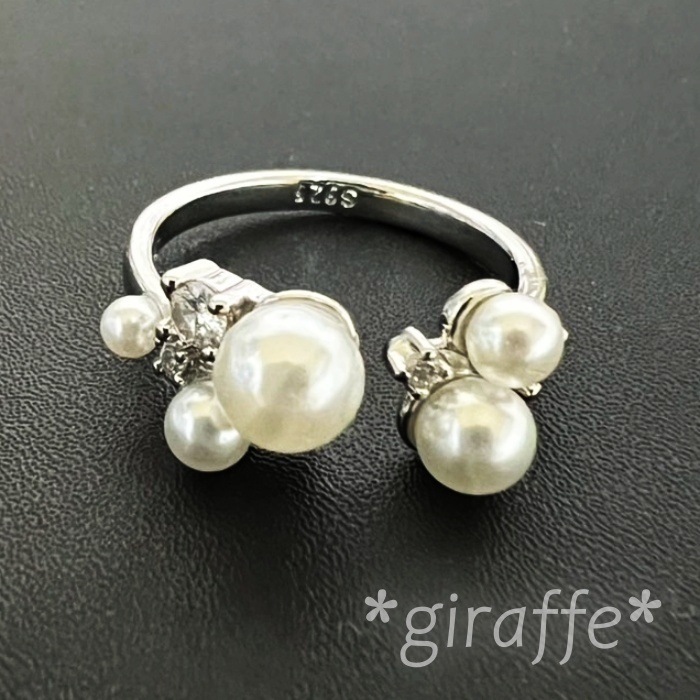 A901 匿名配送 指輪 レディース パール ジルコニア 真珠 リング s925 シルバー フリーサイズ サイズ調節可能 卒業式 入学式 結婚式 披露宴拍卖