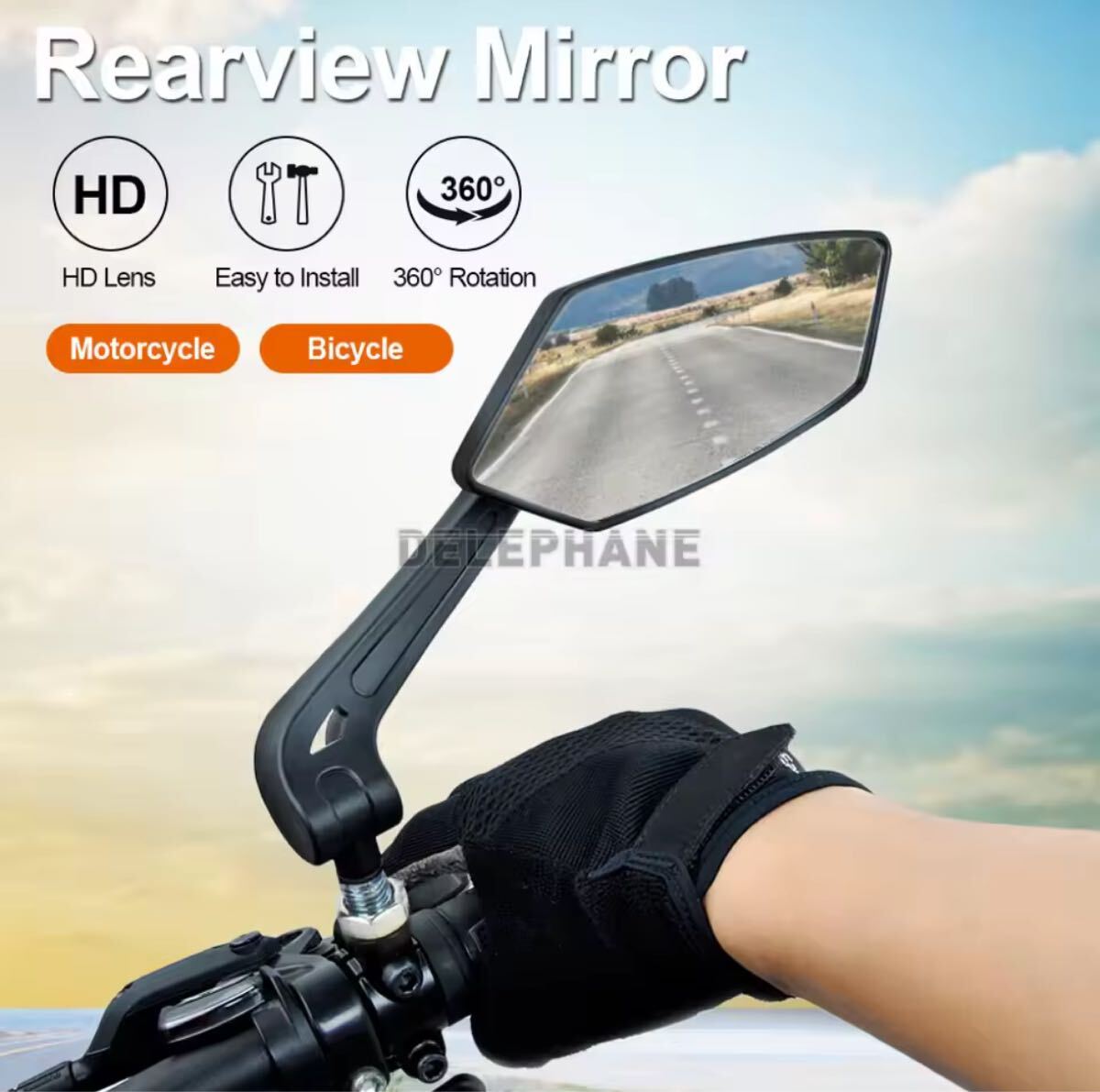 バイク用 バックミラー 左右セット レンズ 360度回転 クランプ式 汎用 M8 サイドミラー 自転車 バイク ハンドルミラー拍卖