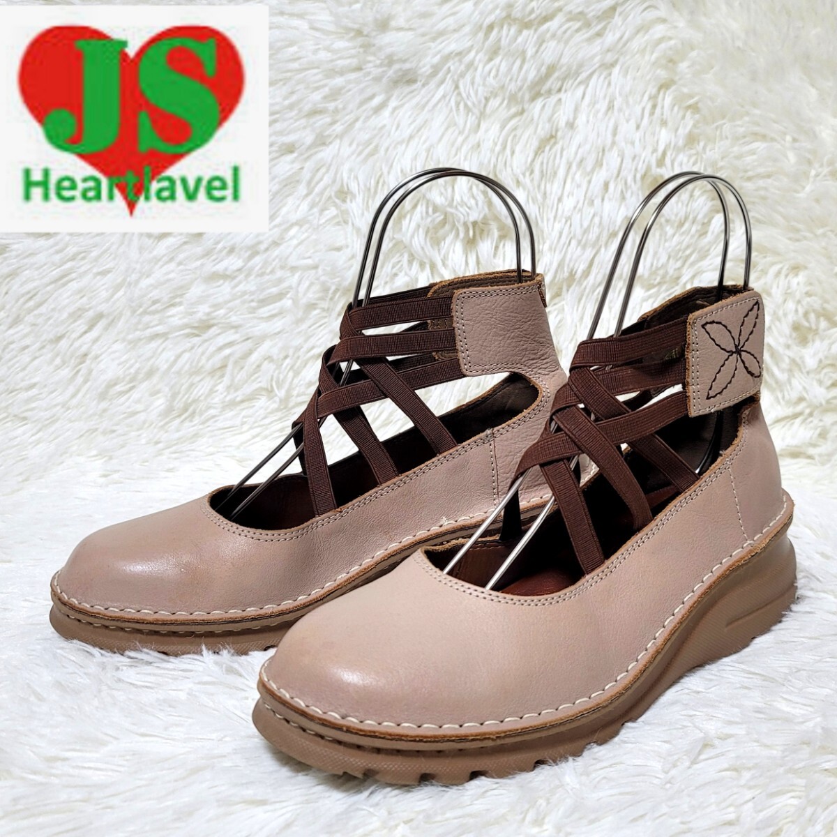 【美品】JS Heartlavel レザーシューズ クロスストラップ 24cm拍卖