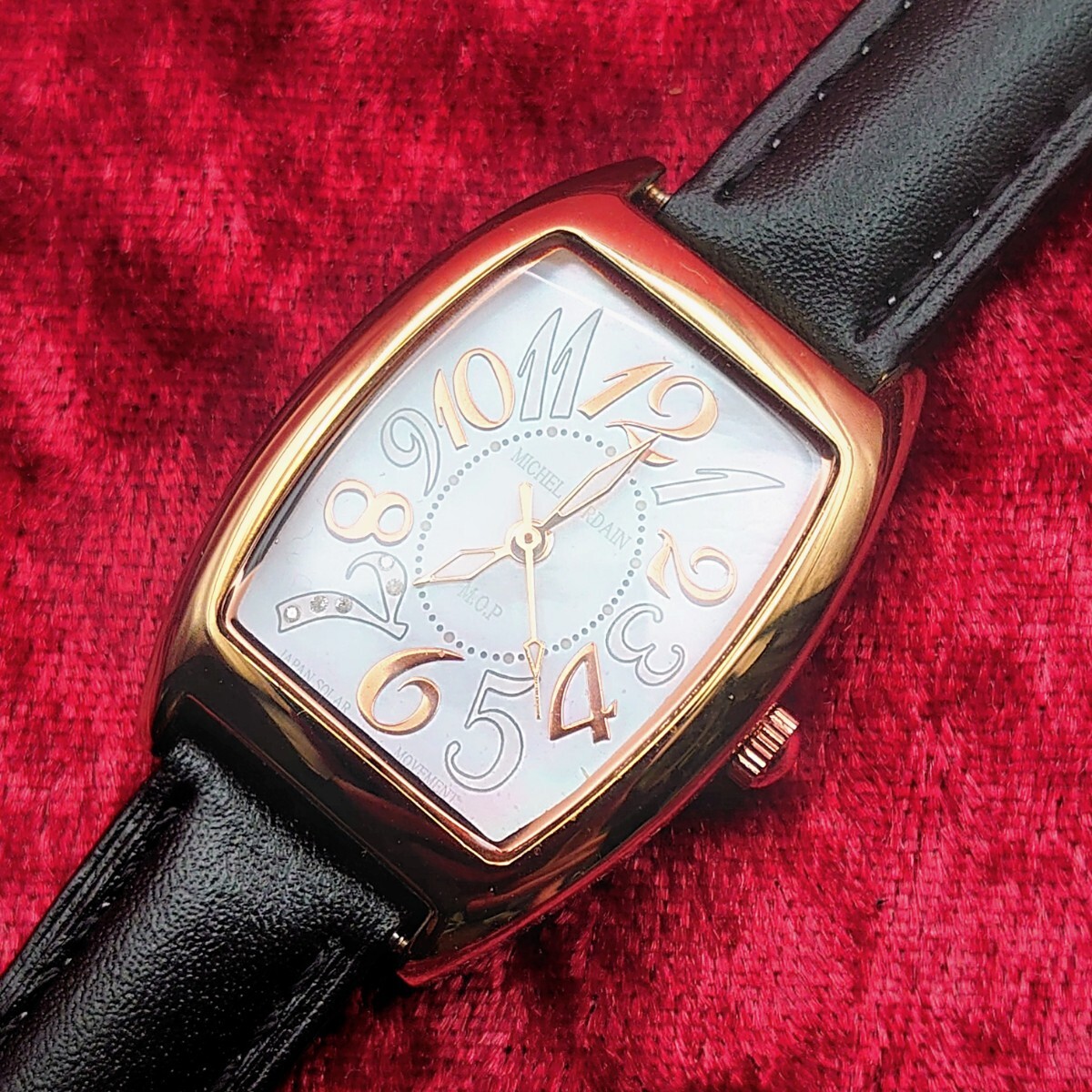 A06【ベルト新品/ソーラー動作品】 MichelJurdain sport SL-2100 3針アナログ レディース 腕時計 シェル文字盤×ゴールド×トノー型拍卖