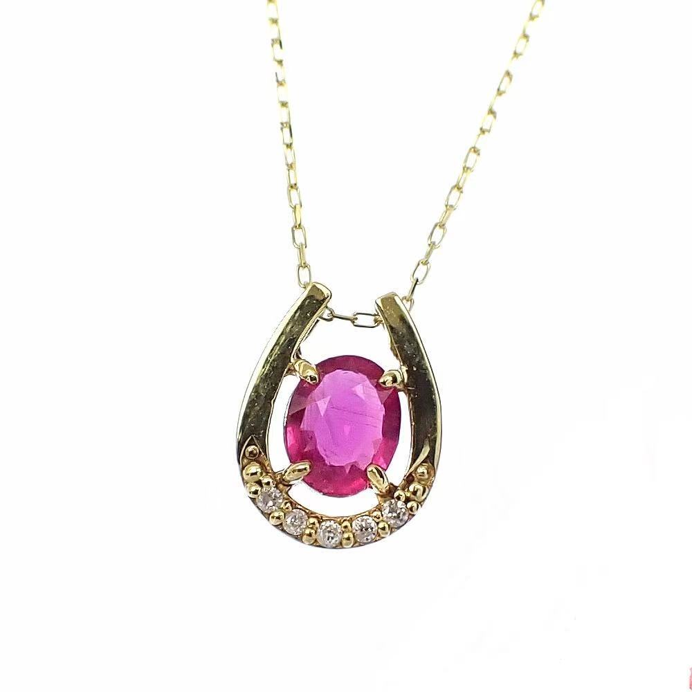 ルビー ダイヤモンド ネックレス K18拍卖