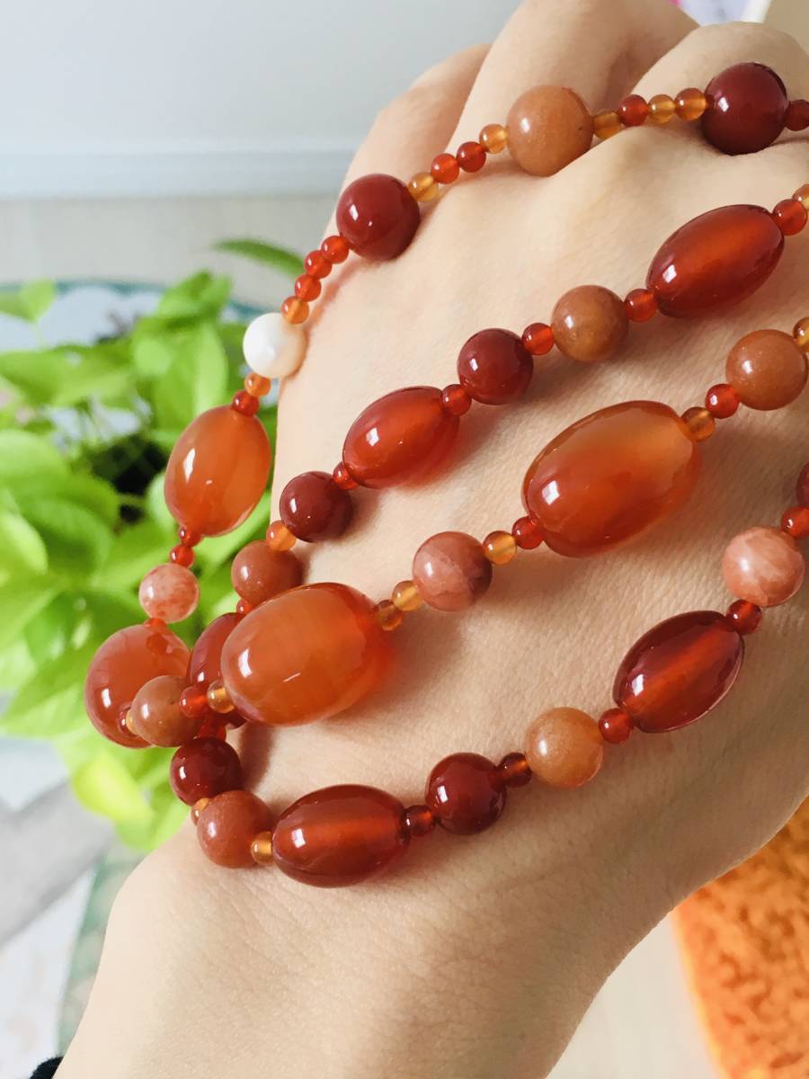 カラーストーン 真珠 パール ロング ネックレス拍卖