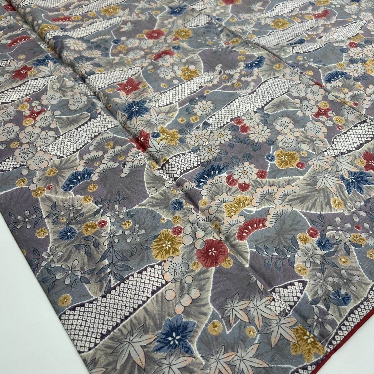 結城紬 正絹 染めの美しい染め 真綿紬 F-394拍卖