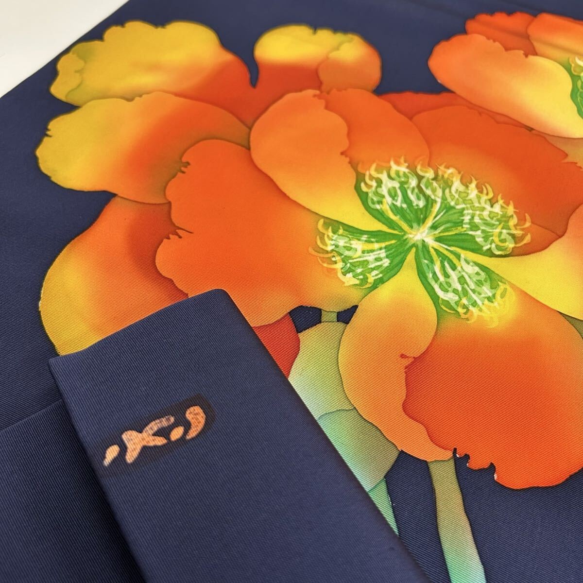 作家物 名古屋帯 正絹 塩瀬の美しい染め 花 九寸 F-671拍卖