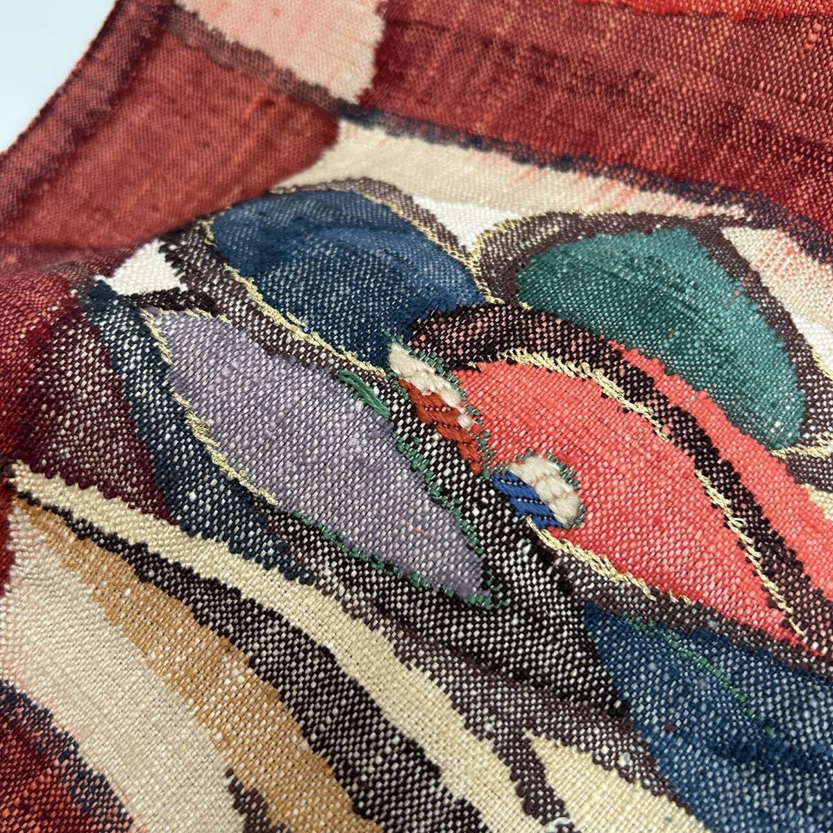 名古屋帯 正絹 西陣 渡文 美しい織出し 紬の八寸 F-674拍卖