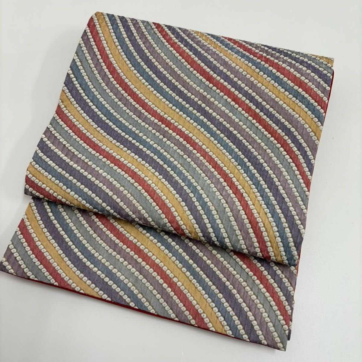 京袋帯 正絹 多色の美しい膨れに染め 着物 F-847拍卖