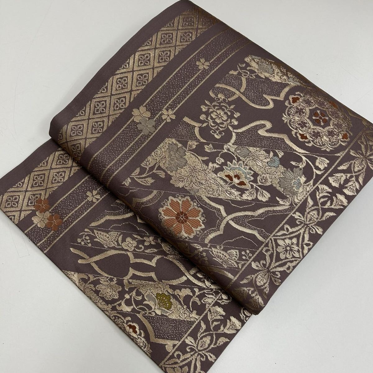 名古屋帯 正絹 名物烈 上品な織出し 九寸 着物 F-770拍卖