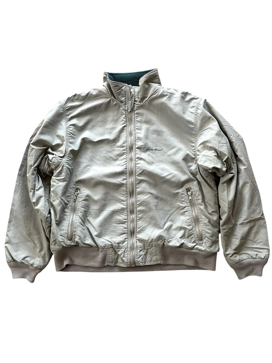 ●●vintage us製 Eddie Bauer エディバウァー ウォームアップジャケット シェルドシンチラ サイズM ライトグレー●●拍卖