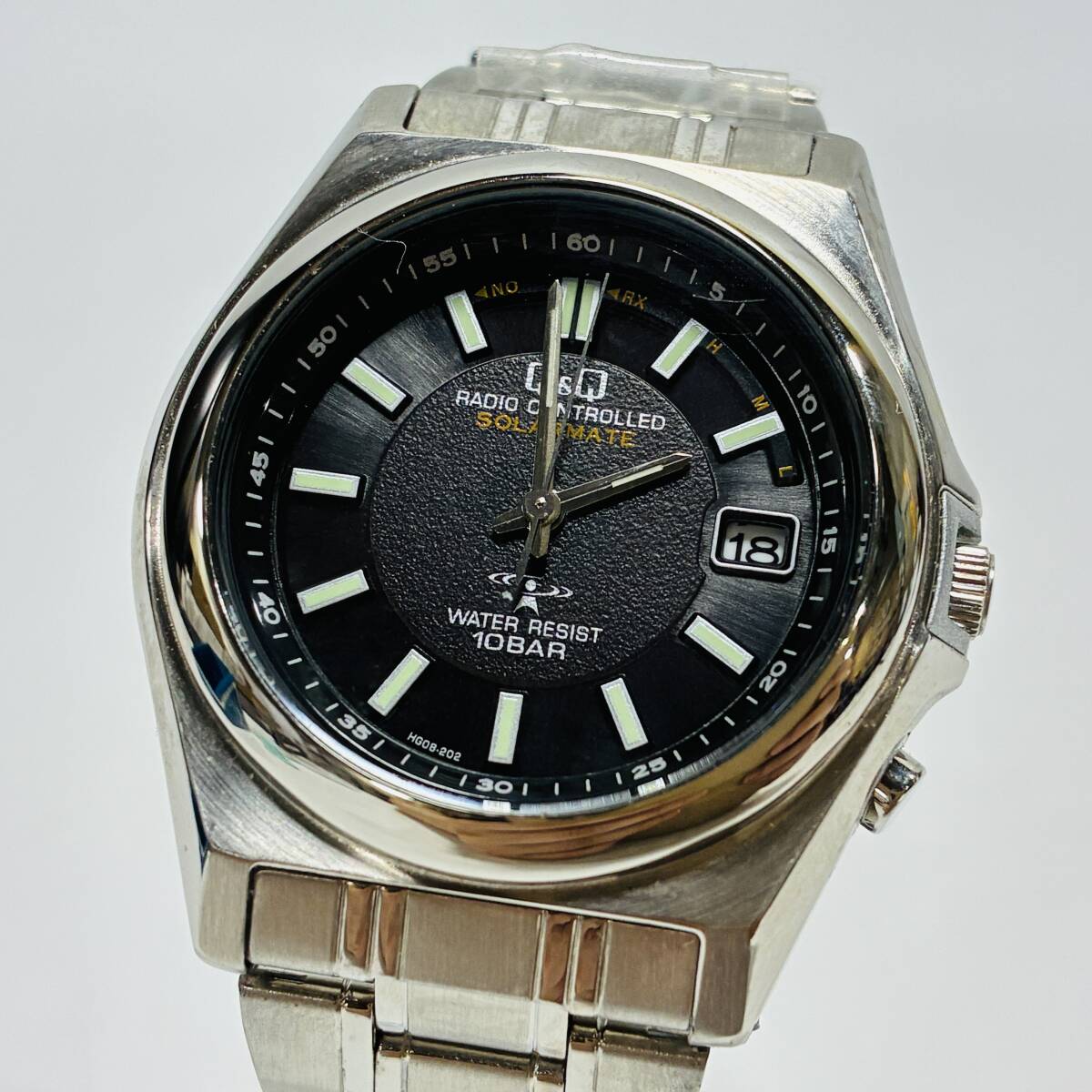 【63977C】未使用 稼働品 シチズン CITIZEN Q&Q SOLARMATE ソーラー電波時計 メンズ腕時計 現状品 経年保管品拍卖