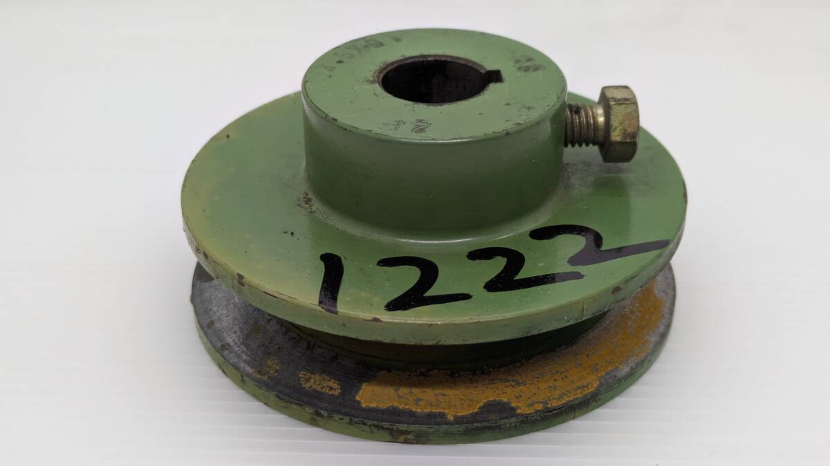 No.1222●1連プーリー●Bベルト●軸径Φ18mm●鍵幅5mm●外径Φ88mm●全体厚み44mm●K-20FB●ワラカッター●パーツ●ねじ付き拍卖
