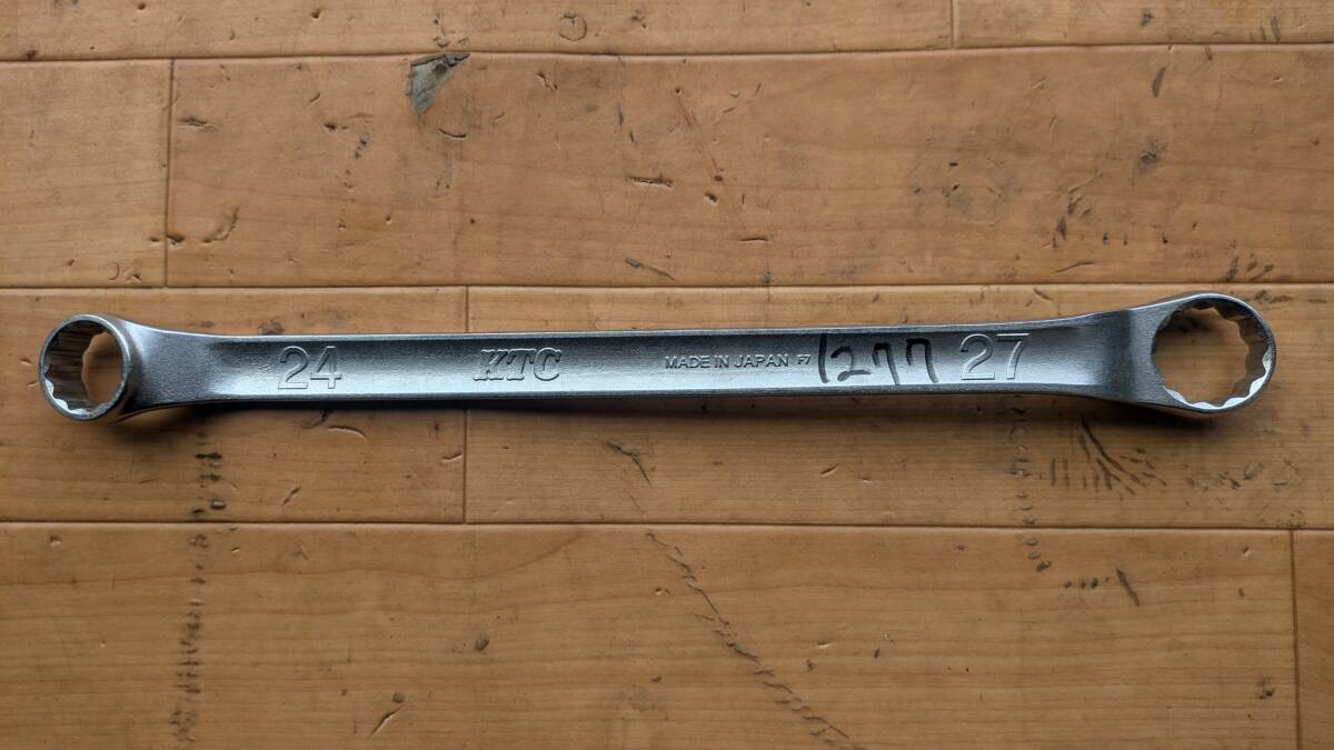 No.1277●両口ラチェットレンチ●M5-2427●美品●24/27mm●KTC●大工工具●両口めがねレンチ●両口メガネレンチ拍卖