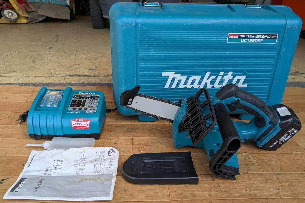 No.1281●充電式チェーンソー●UC122D●マキタ●刃の回転動作確認済み●18V●ケース、充電器、バッテリー、取扱説明書付拍卖