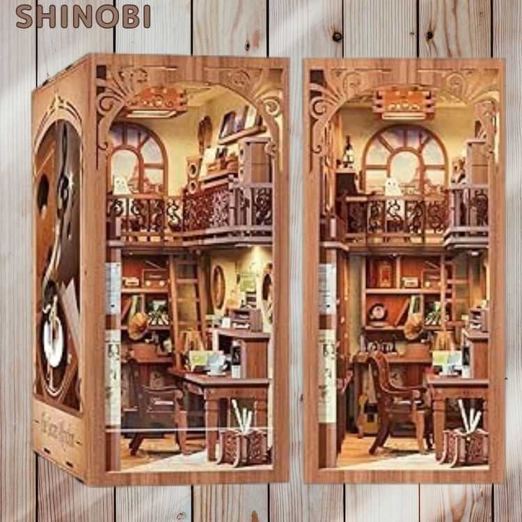 ブックヌックキット ドールハウスキット ミニチュア ハウスキット テーマ:「不思議な音楽工房」 アートワーク LEDライト付き拍卖