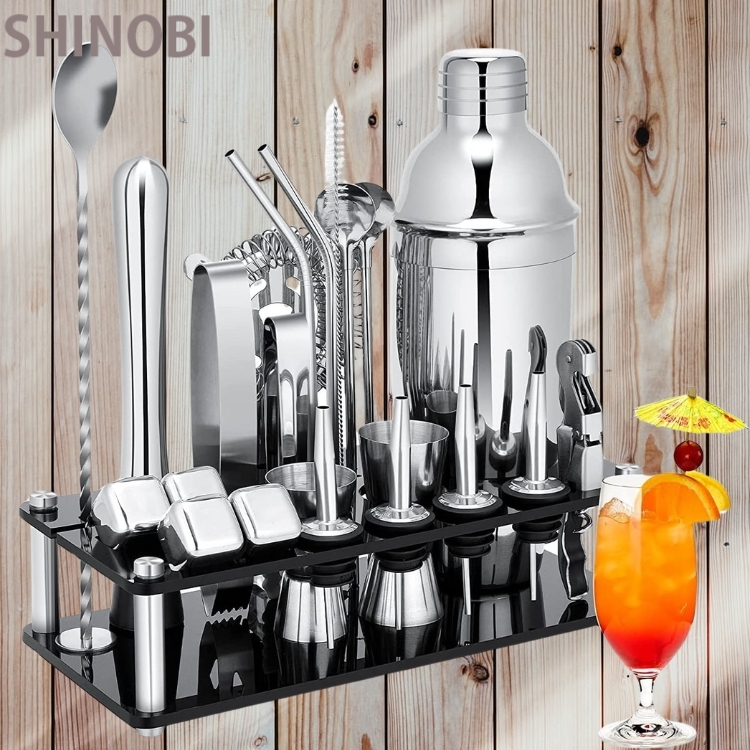 カクテルシェイカー カクテルセット 304ステンレス鋼製 23点セット バーテンダー 初心者用 バーセット 自宅用 拍卖