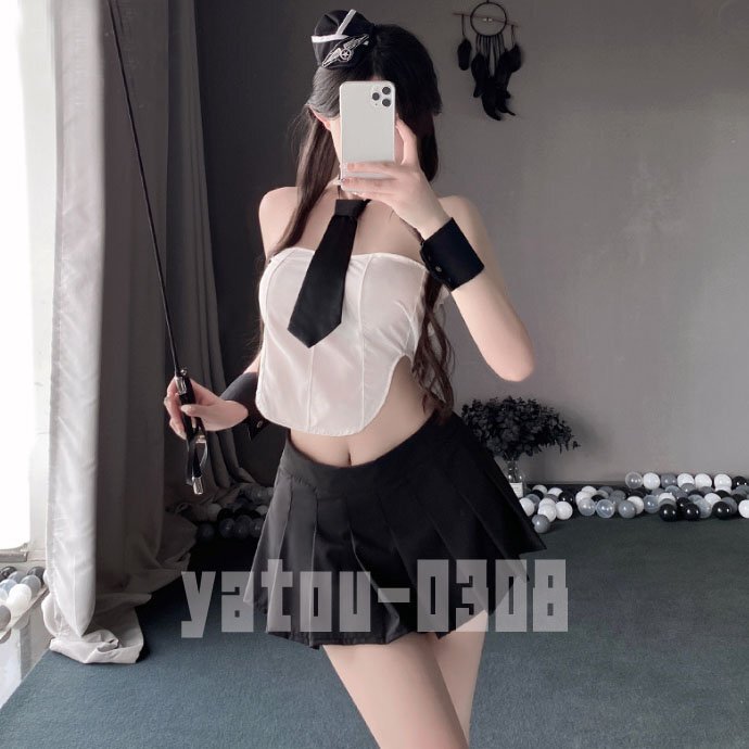 H077 コスプレウェア 誘惑デザイン ネクタイ トップス ミニスカート 婦警 秘書 セクシーランジェリー ナイトウェア拍卖