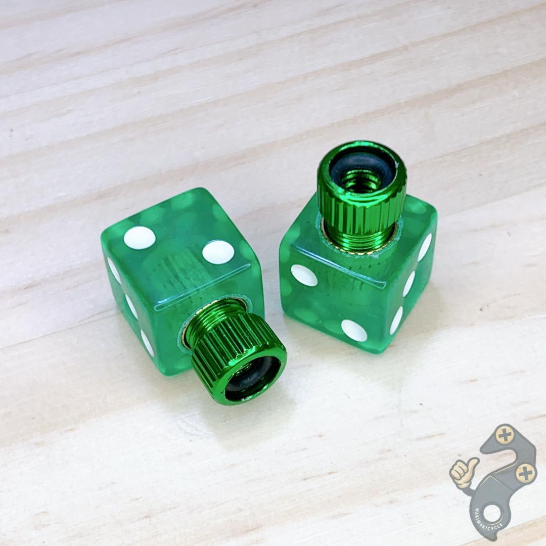 ダイス バルブキャップ 仏式対応 自転車 BMX ピスト スケルトングリーン拍卖