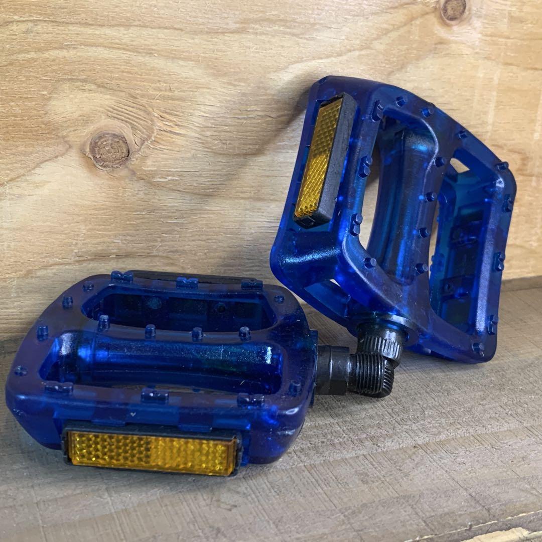 【新品】ナイロンペダル スケルトンブルー フラットペダル クロスバイク ピスト ブルー 青拍卖