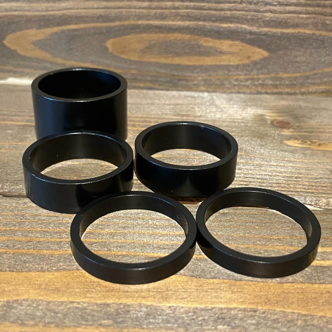 【新品】アルミ合金ヘッドスペーサー 5/10/20mm ブラック 5個セット拍卖