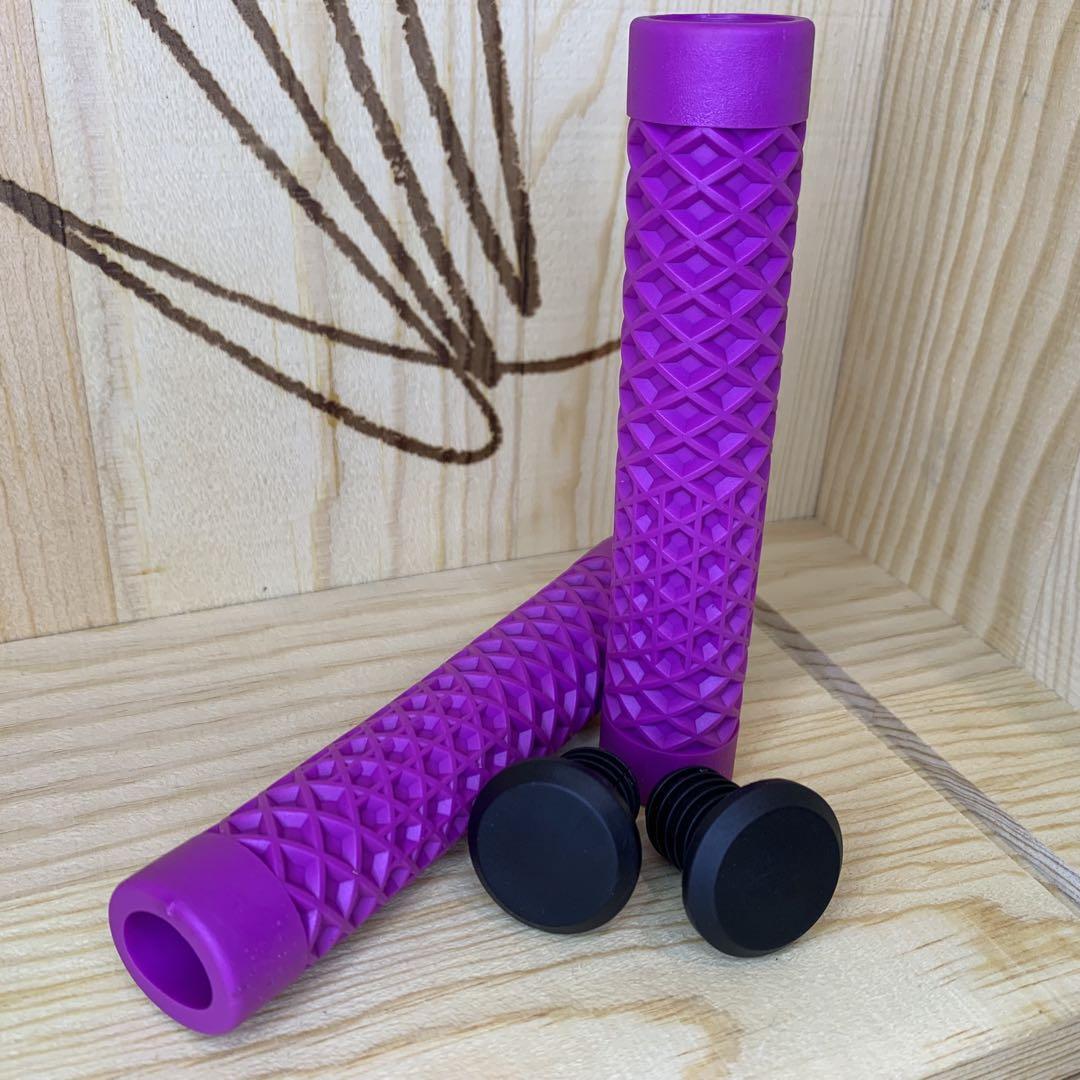 【新品】BMX MTB パープル ラバー VANS風 ワッフルグリップ拍卖