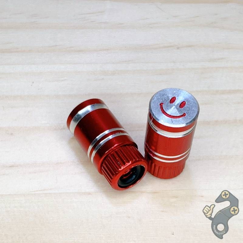 スマイル バルブキャップ 仏式 英式 米式 対応 自転車 BMX ピスト レッド ガンメタ拍卖