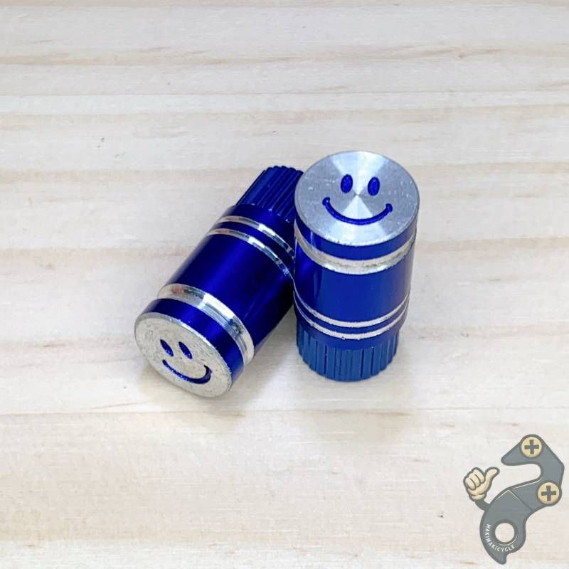 スマイル バルブキャップ 仏式 英式 米式 対応 自転車 BMX ピスト カスタム ブルー拍卖