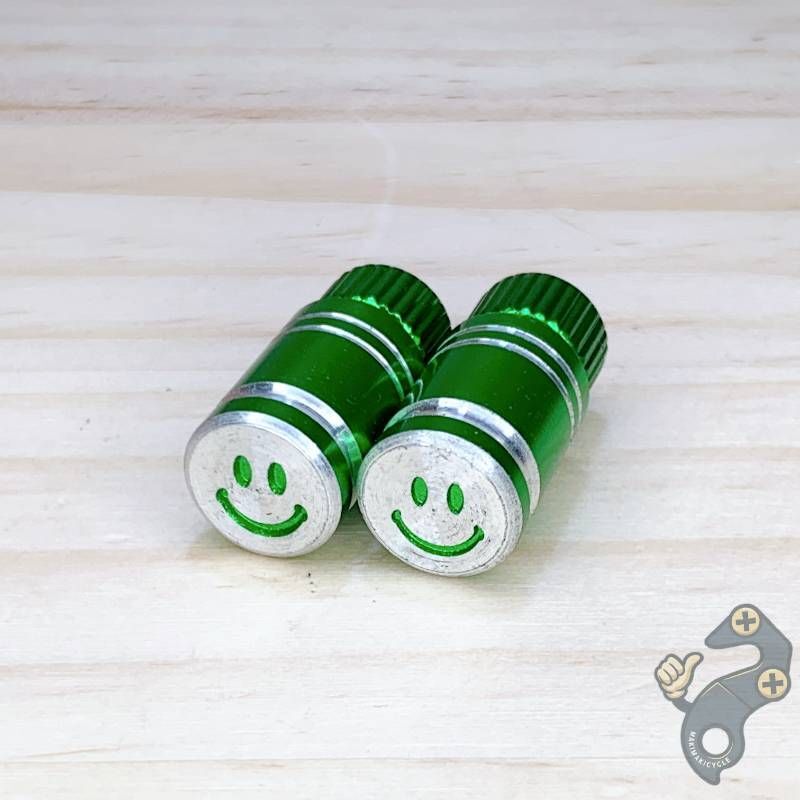 スマイル バルブキャップ 仏式 英式 米式 対応 自転車 BMX ピスト カスタム グリーン拍卖