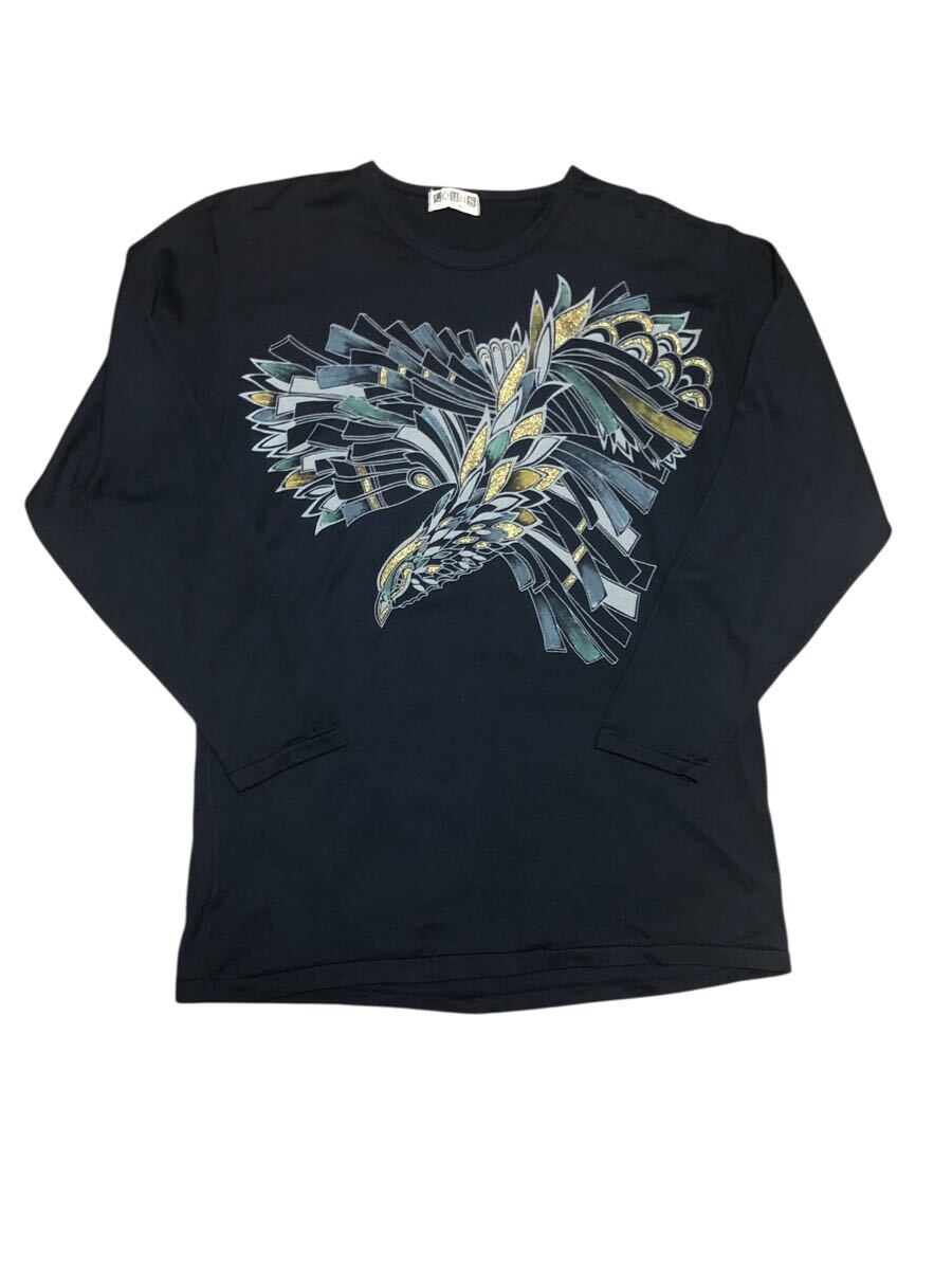 【古着】EQUUS 長袖Tシャツ 鳳凰 フェニックス 紺色 フリーサイズ 拍卖